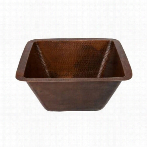 Premier Copper Bs15db2 15"" Square Hammeerd Copper Bar/prep Sink In Oil Rubbed Bronze With 2"" Drain