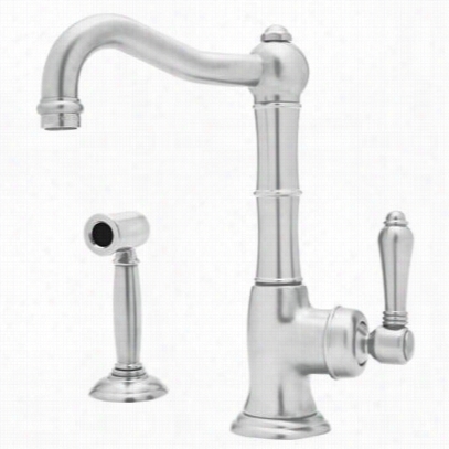 Rohl A3650-6.5lpwsapc-2 Counry Kitchen Single Side Porcelain Lever Bar Faucet With Sid Espray  In Polished Chrome