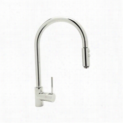 Rohl Ls57l-pn Modern Rachitectural Side Lever Pulldown High Spout Kitchen Faucet In Polished Nickel