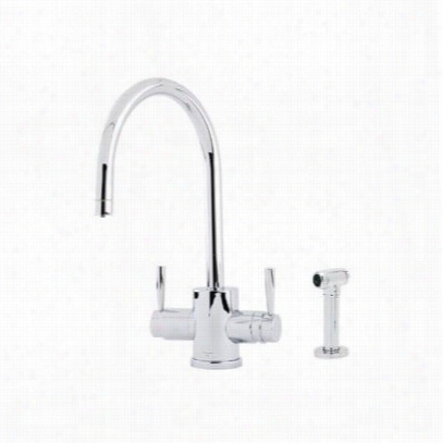 Rohl U.1293ls-2 Triflow 2 Lever Lead Free Compliia Nt Kitchen Faucet With "&qu Ot;c"" Spout And Sidespray Witn Metal Lever Handle