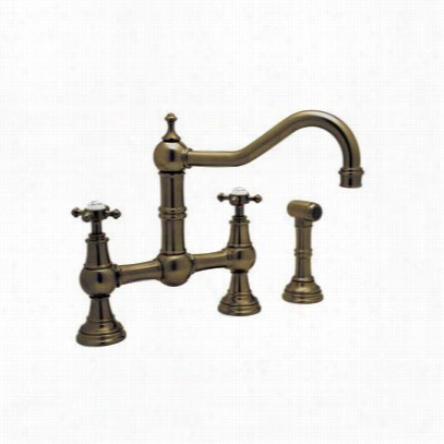 Rol U.4755x-eb Bridge Kitchen Faucet With Sidespray In English Bronze