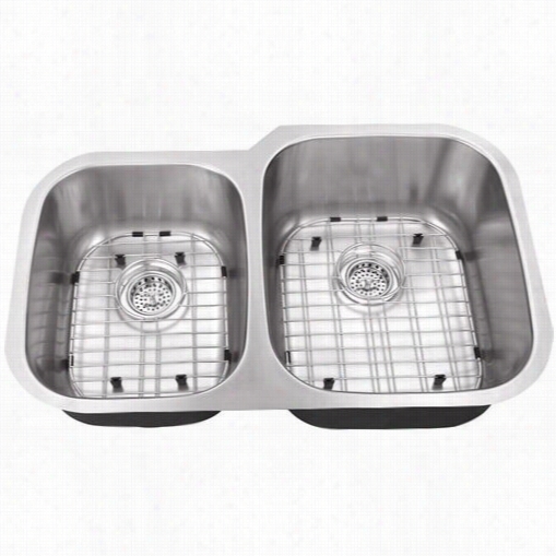 Schon Sc4060rv16 All-in-o Ne Undermounnt 18-3/4&quoot;"l No Hole Double Bowl Kitchen Sink In Stainless Steel