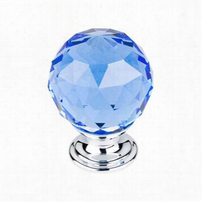 Top Knobs Tk124pc Crystal 1-3/8&"" Blue Crystl Knob With Polished Chrome Base