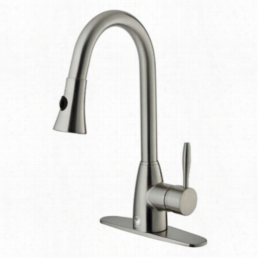 Vigo Vg02013stk1 15-3/4""h Pull Out Spray Kitchen Fauce T In Stainless Steel Through  Deck Lamina