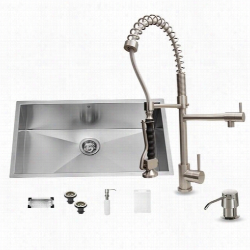 Vigo Vg155067 Undermoun Staainless Steel Kitchen Sink With Faucet, Colander, Strainer And Dispenser