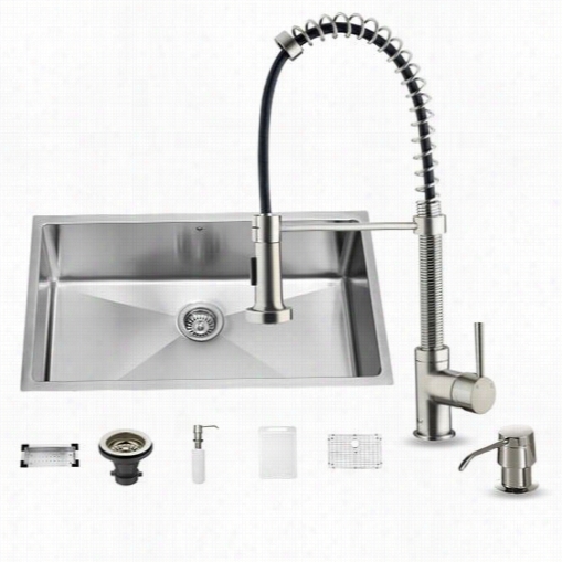 Vigo Vg15079 Undermoun Tstainless Steel Kitchen Sink With Faucet, Colanderr, Grid, Straine R And Dispenser