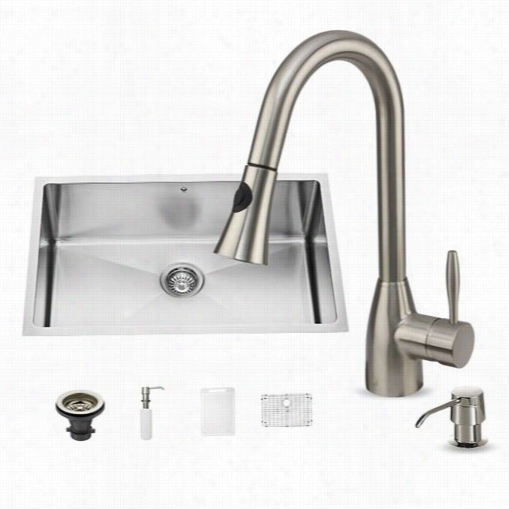 Vigo Vg15110 Farmhouse Stainless Steel Kitcheb Sinkwith Faucet, Grid, Strainer  And Distributer