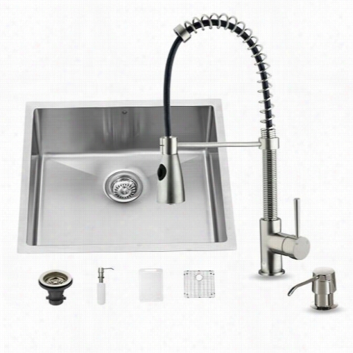 Vigo Vg15219 All In One 23"" Un Dermount Stainless Steel Kitchen Sink And Faucet Set