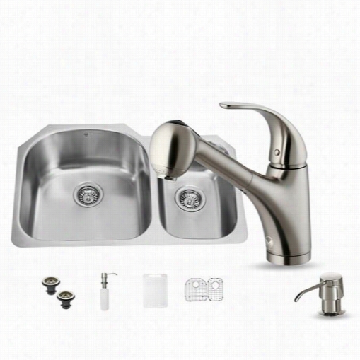 Vigo Vg15305 All In One 31"" Undermount Stainless Steel Kitchen Sink And Faucet Set