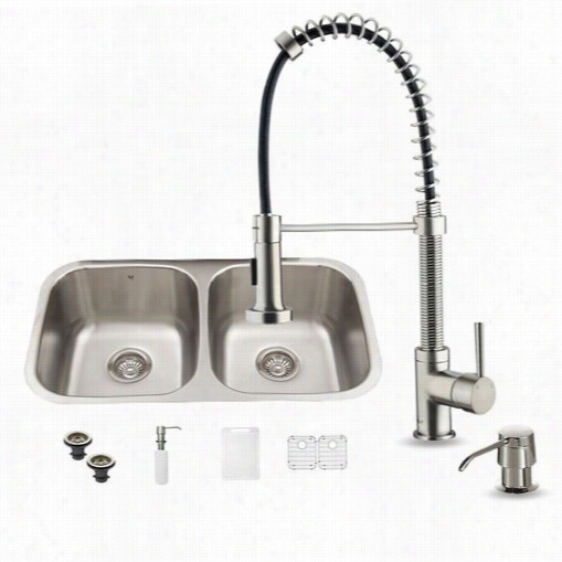 Viog Vg15331 All In One 32"&quott; Undermount Stainless Steel Kitchen Sink And Faucet Set