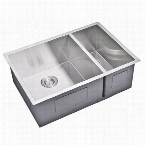 Water Creatoin Ss-ud-2920b 29""x 20"" Zero Radius 70/0 Double Bowl Stainless Steel Hand Made Undermountk Itchen Merge