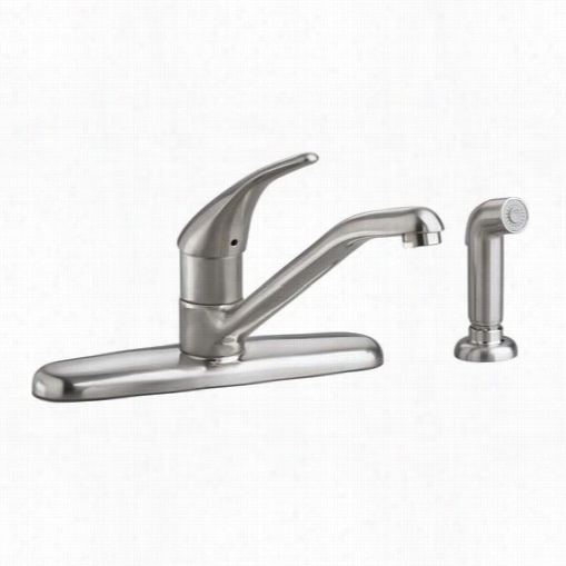 American Standard 4175.501.075 Colony Mellifluous Swivel Spout Kitchen Fauccet In Stainless Steel Attending Side Spray