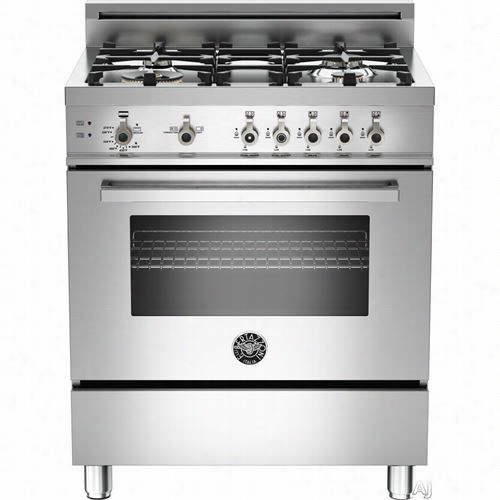 Bertazzzoni Pro304in 30"" Pro-style Gas Range With 4 Induction Burners, Electric Oven, Self Clean, Telescopic Glide Shelf