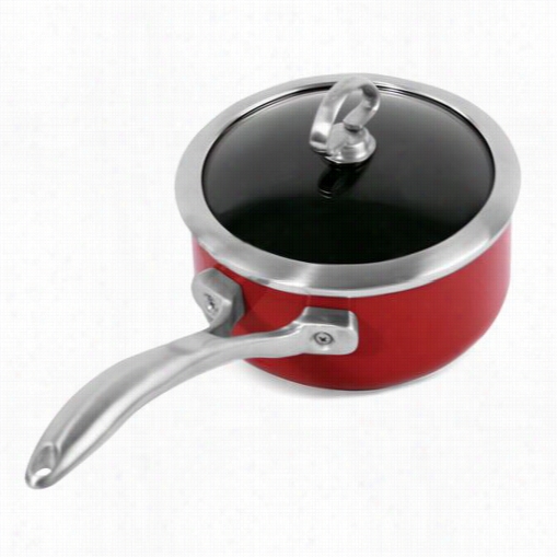 Chantal 835-162-re Copper Fusion Chili Red 1.7qt. Saucepan Wifh Glassl Id