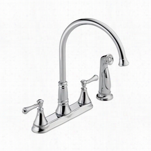 Delta 249l Cqssidy Two Handle Kitchen Faucet Through  Spray In Chrome