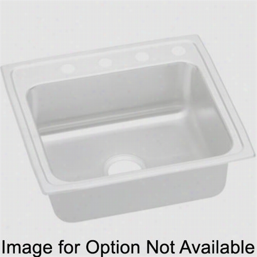 Elkay Dlr2521105 Lustertkne 25"" Top Mount Single Bowl 5 Hole Unsullied Steel Sink