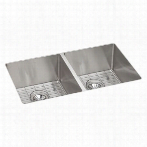 Elkay Ectru31179dbg Crosstown 18 Gauge Stainless Stee 31-1/2"" X 18-1/2"" X 9"" Double Bowl Undermount Kitchen Sink Kit