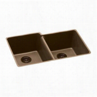 Elkay Elgu250mrc0 Gourmet 33"" Undermount Double Bowl  Granite Sink Mocha