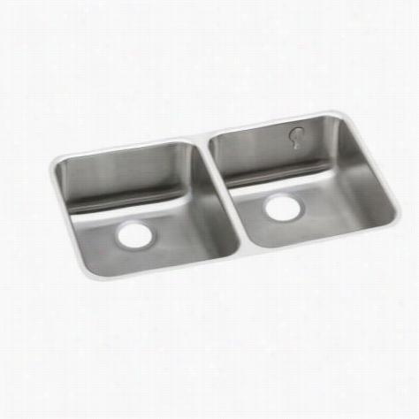 Elkay Eluh3118ek Gourmet Double Bolw Undermount Kitchen Sink Kit In Lustrous Highlighted Satin