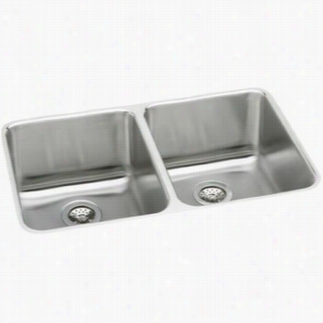 Elkay Eluh361710dbg Lustertone 35-3/4"" Undermount Double Bowl Stainless Steel Sink Package