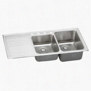 Elkya Ilgr5422r0 Lustertone 54"" Top Mount Double Bowl Stainless Steel Sink