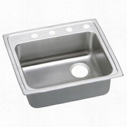 Elkay Lrad221955 Rgourmet 22"&quo; X 19-1/2qjot;" Single Baasin Distil In Kitchen Sink Satin Wi Th 5-1/2& Quot;&quotd; And Off-centered Rightt Drain Opening