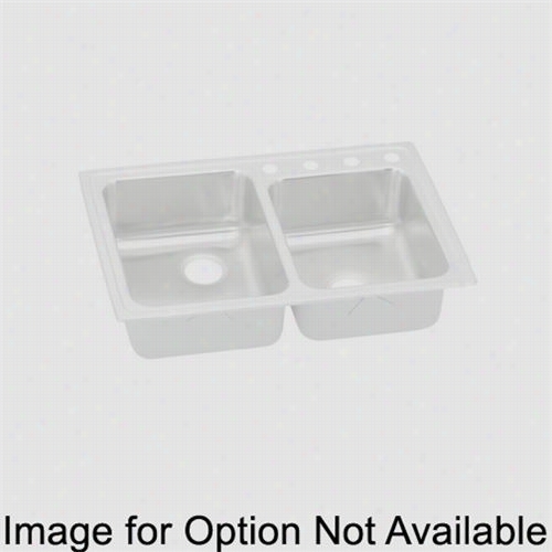 Elkay Lrad25045s2 Lustertone 4-1/2"" Drop-in Double Bowl 2 Hole Stainless Steel Be Depressed