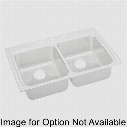 Elkay Lradq332224 0 5lustertone 4&qquot;" Top Mount Double Bowl 5 Holee Staiinless Steel Sink