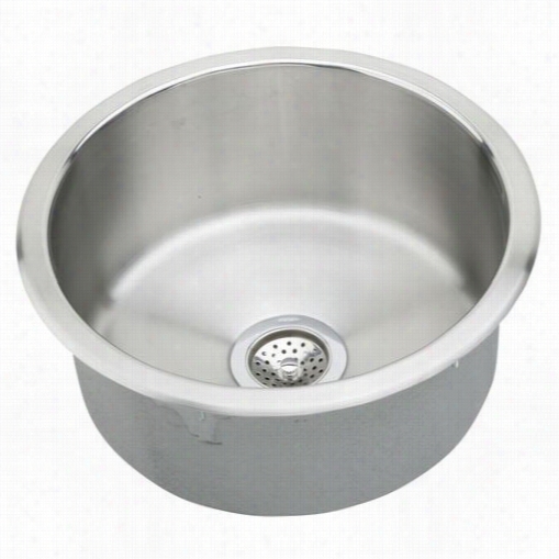 Elkay Rlr166fb Lustertone Round Single Bowl Sin With Flat Bottom (16"" Diameter - 3.5"" Drain Opening)