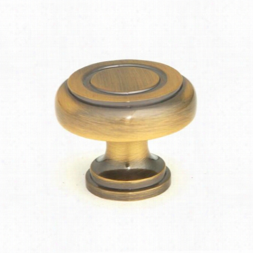 Giagni Kb-1br-7 1-1/4"" Ringed Knob  In Antique Brass