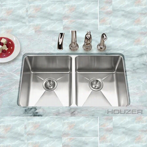 Houzer Nod-4200 Nouvelle 31"" Undermount 50/50 Double Bowk Simk