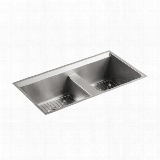 Kohler K-3672-na 8 Degree Offset Double Basin Kitcchen Decline In Stainless Steel