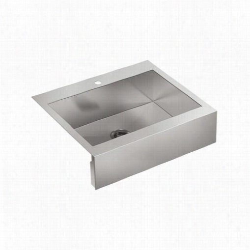 Kohler K-3935-1-na Vault Single Hole Top Mount Single Bowl Stainless Steel Sink Wiith Shortened Apron Front For 30&quit;" Cabinet