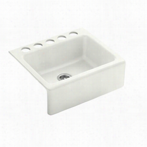 Kohle R K-6573-5u Alcott Fireclay 25"" Undermount Rectangular Kitchen Sink With Integral Apron-front And 5 Hole (oversized) Faucet Drilling