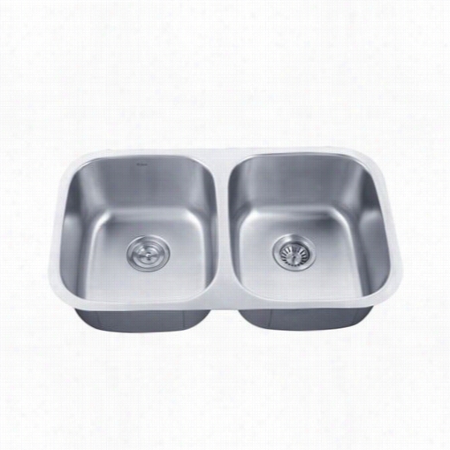 Kraus Kbu29 32"" Undermount 0/50 Double  Bowl 18 Gauge Stainless Ssteel Kitcehn Sink