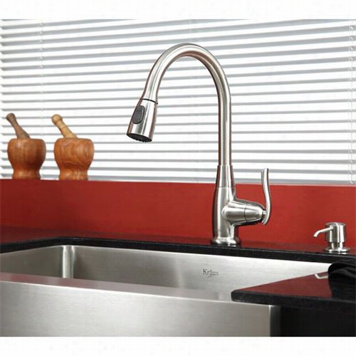 Kraus Khff20--30-kpf2230-ksd30sn 30"&qot; Farmhouse Single Bowl Stainless Steel Sink With Satin Nickel Faucet