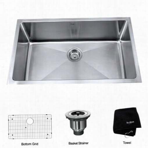 Kraus Khu100-30 30" " Undermount Single Bowl 16 Gaue Stainless Steel Kitchen Sink