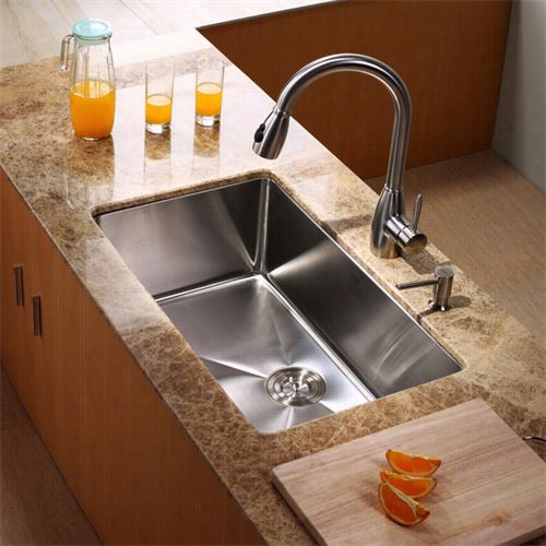 Kraus Khu100-30-kpf2130-sd20 30"quot; Undermount Single Bowl Stainless Steel Kitchen Sink With Kitchen Faucet And Soap Dispenser