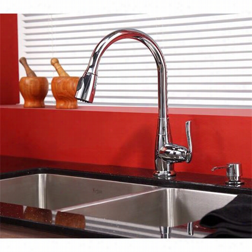 Karus Khu 013-33-kpf2230-ksd30ch 33"" Undermount Doubl Ebowl Stainless Steel Sink With Chrome Faucet