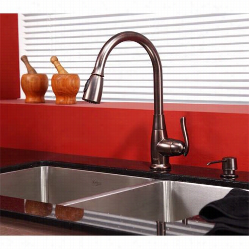 Kraus Khu103-33-kpf2230-ksd30orb 33"" Undermount Double Bowl Stainless Steel Sink With Oil Rubbed Bronze Faucet