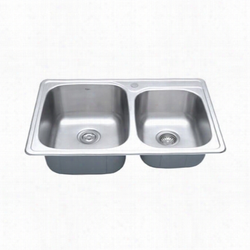 Kraus Ktm32 33"" Topmount 55/45 Double Bowl 18 Gauge Stainless Steel Kirchen Sink