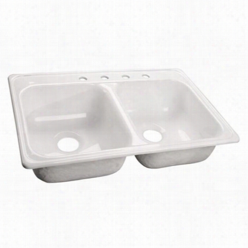 Lyons Industries Dks Deluxe 4 Hole Double Basin Acrlyic Kitchen Sink