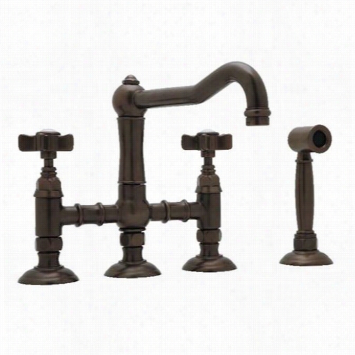 Rohl A1458xws-2 Country Kitchen 3 Leg Brige Faucet With Sdespray And Five Spoke Handle