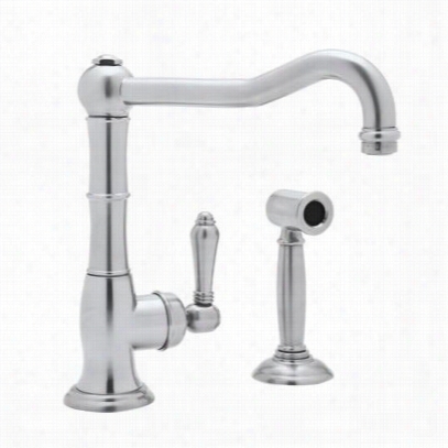 Rohl A360lpwaspc-2 Country Kitchen Single Side Potcelain Lever Kitchen Faucet With Sidespray  In Polished Chrome