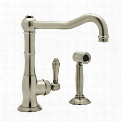Rohhl A3650lpwsstn-2 Country Kitchen Single Take ~s China Lever Kitchen Faucet With Sidespray  In Satin Nickel