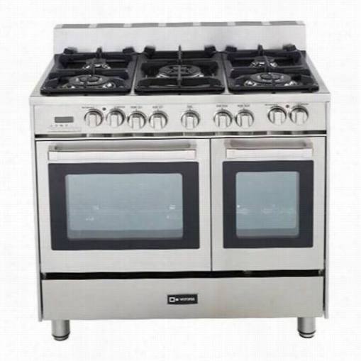 Verona Vefsge365ndss 36&qupt;" ;doubling Oven Dual Fuel Range With 5 Sealed Burners In Stainless Steel