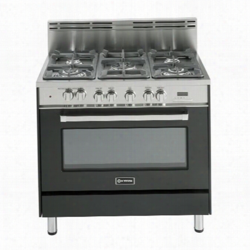 Verona Vefsge365ne 36"" Dual Fuel Range With5 Sealed Burners In Matte Black