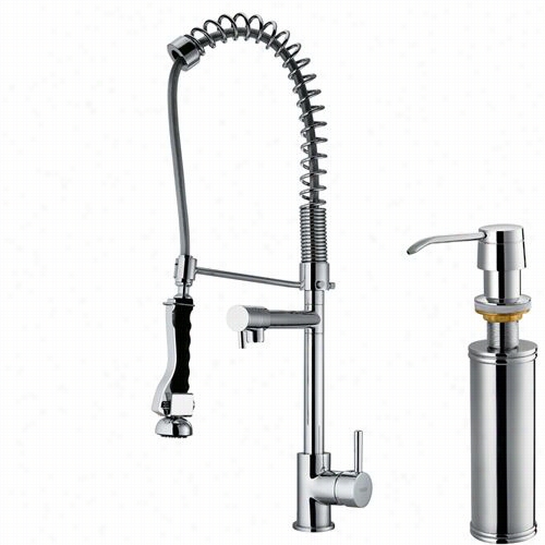 Vigo Vg02007chk2 27""h Pull Down Spray Kitchen  Faucet In Chhrome Iwth Soap Dispenser