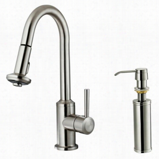 Vigo  Vg02012stk2 16-/12""h Pull On The ~side Spray Kitchen Faucet In Sttainless Steel With Soap Dispenser