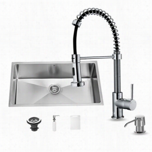 Vigo Gv15019 32"&quo;w Unde Rmount Kitchen Snk, Faucet And Dispenser In Stainless Steel With 18-1/2"&qout;h Spout